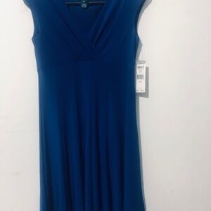 lauren blue V-neck high waist knee-length skirt size 6P